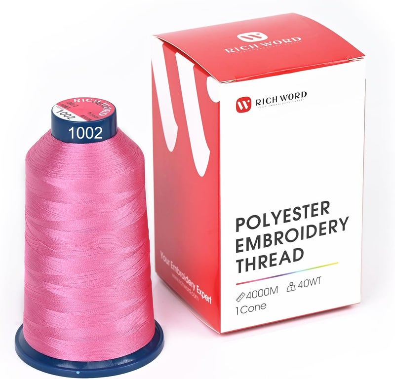Poolin Richword Selected Pink Embroidery Thread 4000M(4374Y) 40WT Polyester Thread 100 Colors Selected for Commercial Multi Needles and Single Needle Embroidery Machine 1002 - Image 1
